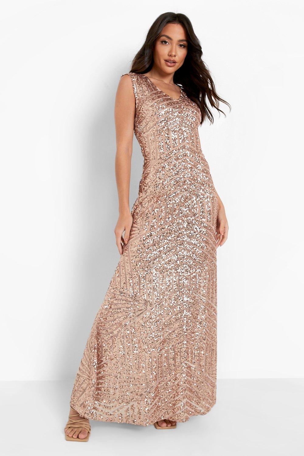 Rose gold metallic bridesmaid hot sale dresses